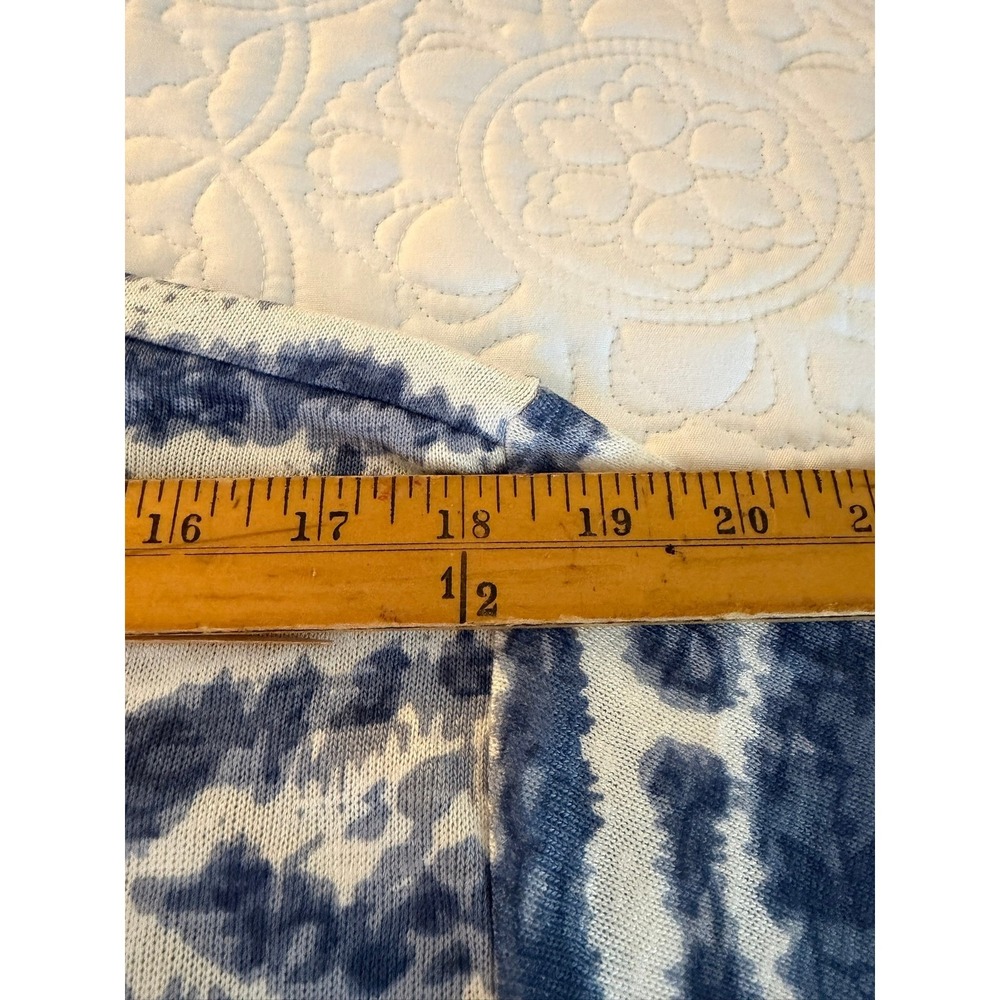 Belle by Kim Gravel Blue White Tie Dye Zebra Print V-Neck Tunic Top 3X - Picture 7 of 10